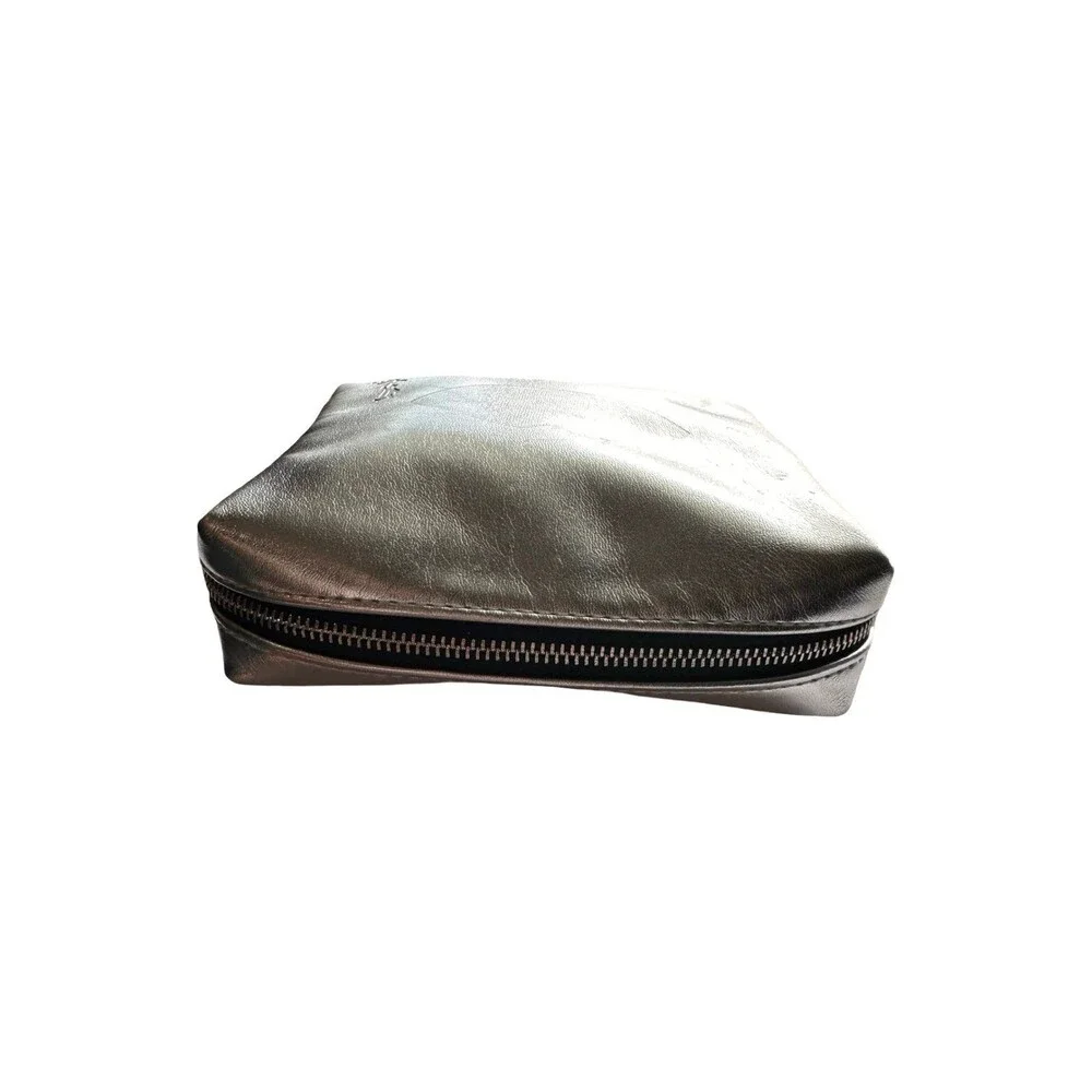 YSL Beauté Metallic Silver Lip Pouch - Cosmetic Makeup Bag